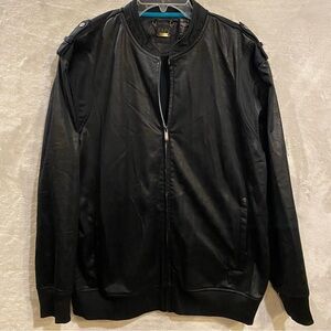 Enyce Jacket Men’s XL Black Zip Up Bomber Faux Leather Vintage